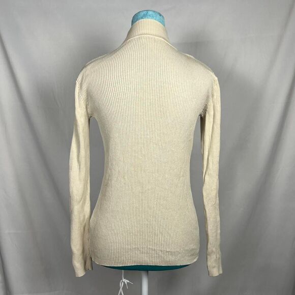 Pendleton Ribbed silk blend Mock Neck Sweater - Cream Knit (Size M) - Picture 3 of 7